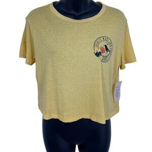Local Motion Vintage Boxy Crop XS Extra Small Tee Shirt Yellow Graphic NWT New